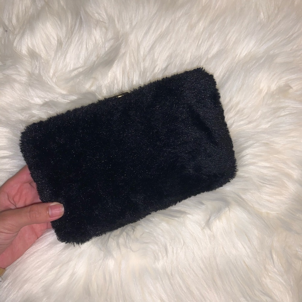 Faux fur wristlet